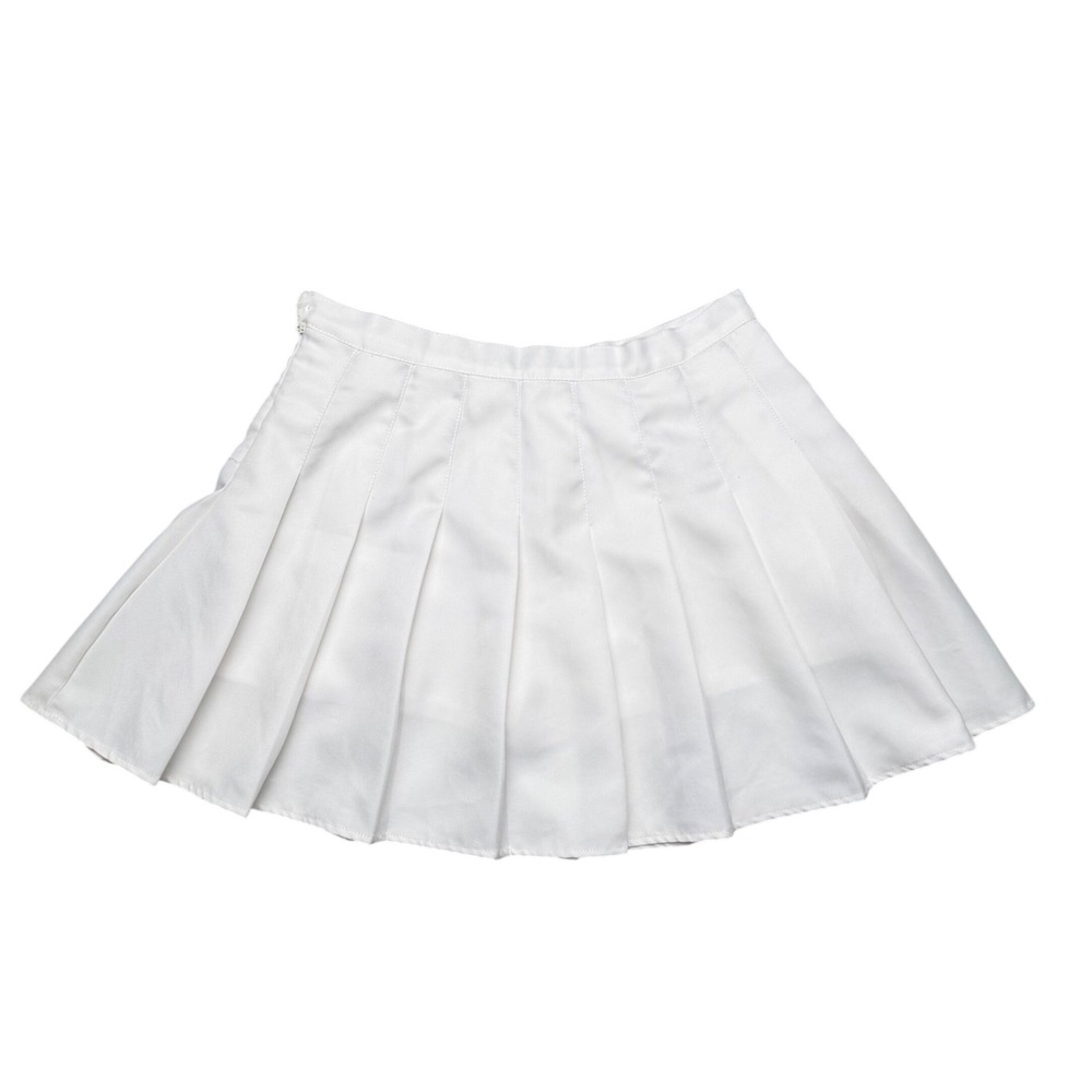 Ibtom Castle Pleated Tennis Mini Skort White High Waist Preppy Schoolgirl M 29w